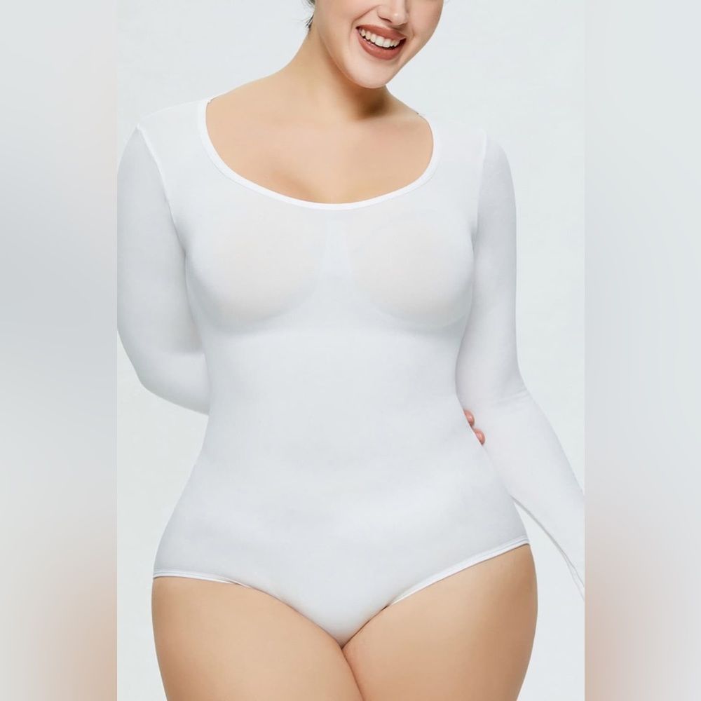 White Sculpting Buttery Soft Long Sleeve Shaping Bodysuit